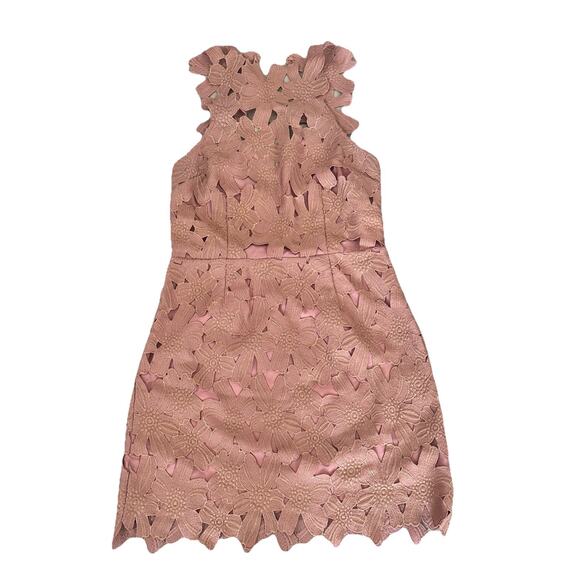 DUSTY PINK CROCHET OPEN BACK BODY-CON DRESS - Size L - Picture 3 of 7